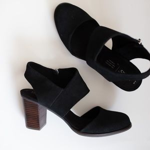 TOM'S Women's Ankle-Strap Heeled Sandal Black Size 9 Brand New!